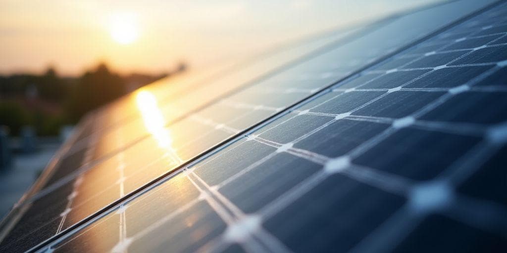 Paneles solares HELIOX ENERGY al amanecer